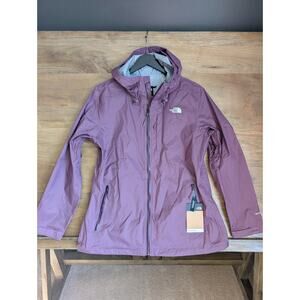 The North Face Alta Vista Rain Jacket Women L Midnight Mauve Hooded Full Zip NWT